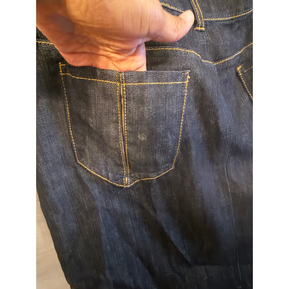XL 155 Ashley Stewart NWT Dark Indigo Denim Pencil Skirt Contrast Stitch Pockets - Picture 7 of 7